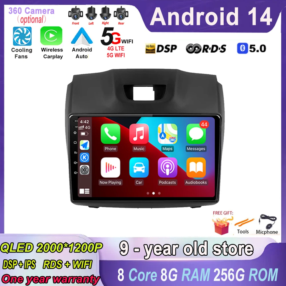

Android 14 Radio for Chevrolet Holden S10 TRAILBLAZER COLORADO ISUZU DMAX Car Multimedia Player Carplay Auto GPS navigation