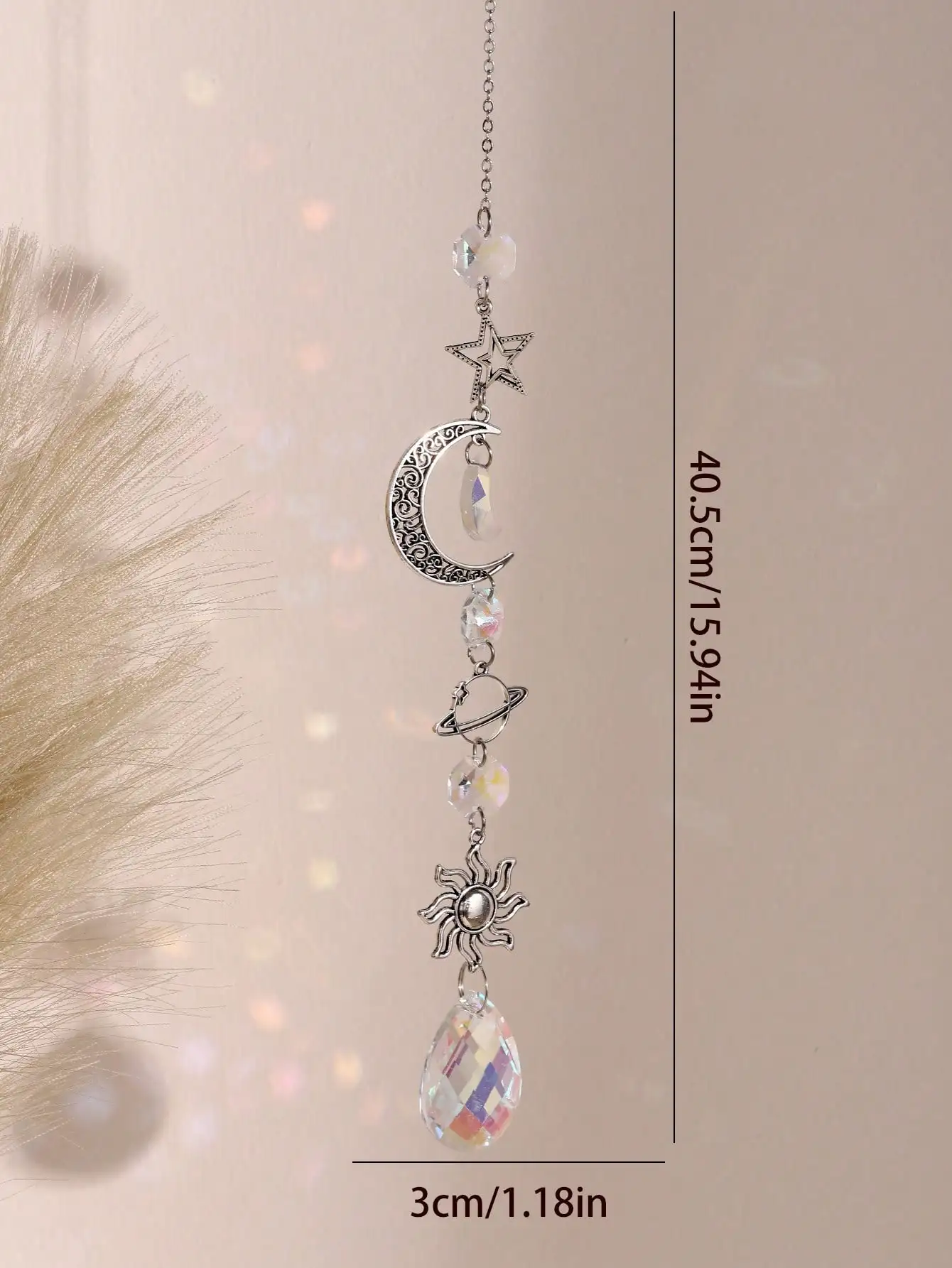 1pc suncatcher crystal wall hanging modern star moon sun planet design decoration suitable for living room home outdoor sun catcher crystal pendant sun catchers window ornament