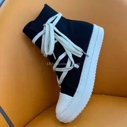 2023 Rick High Top Sneakers Platform Corss Tied Men's Shoes Women Sneakers Oween Designed Causal Flats Zip Ankle Botas Size 44