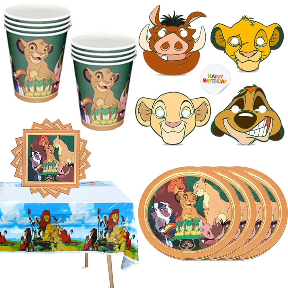 

Simba Lion King Birthday Decoration Latex Balloon Disposable Tableware Cup Plate Set For Kids King lion Baby Shower Supplies