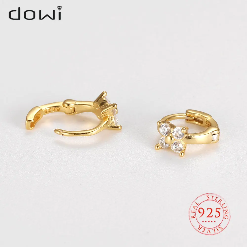 

8mm Hoop Earrings 925 Sterling Silver Piercing Fine Jewelry for Women Girls Small Flower Pendant Luxury Woman Jewelry