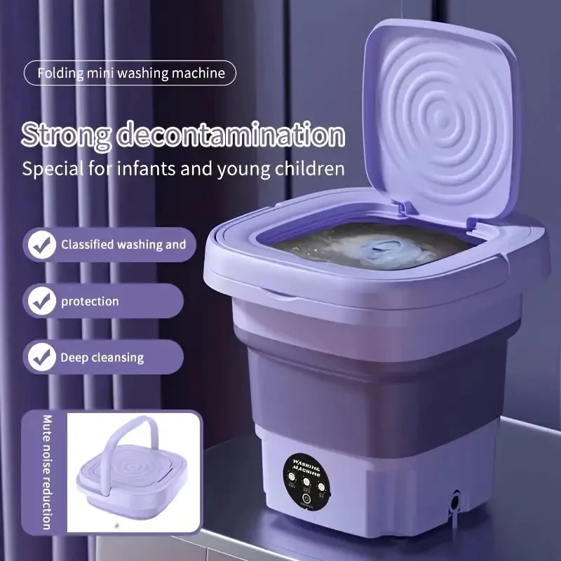 Folding washing machine household wash-off dual-purpose vertical mini washing machine baby underwear underwear socks etc