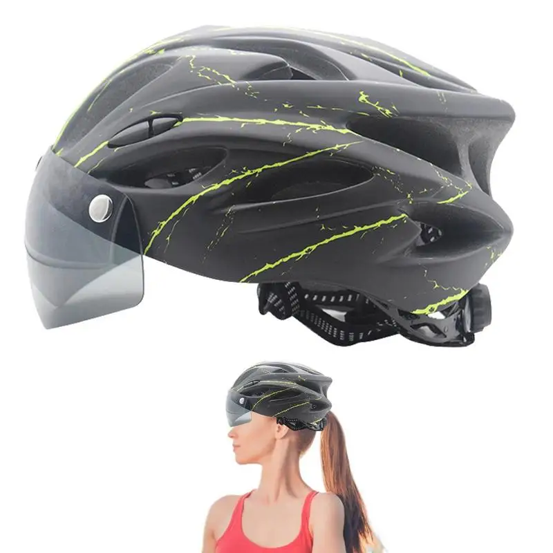 

Bike Helmets With Magnetic Goggles Safe Mountain Road Bike Helmets Adjustable Size Lightweight Detachable Magnetic Goggles Bike