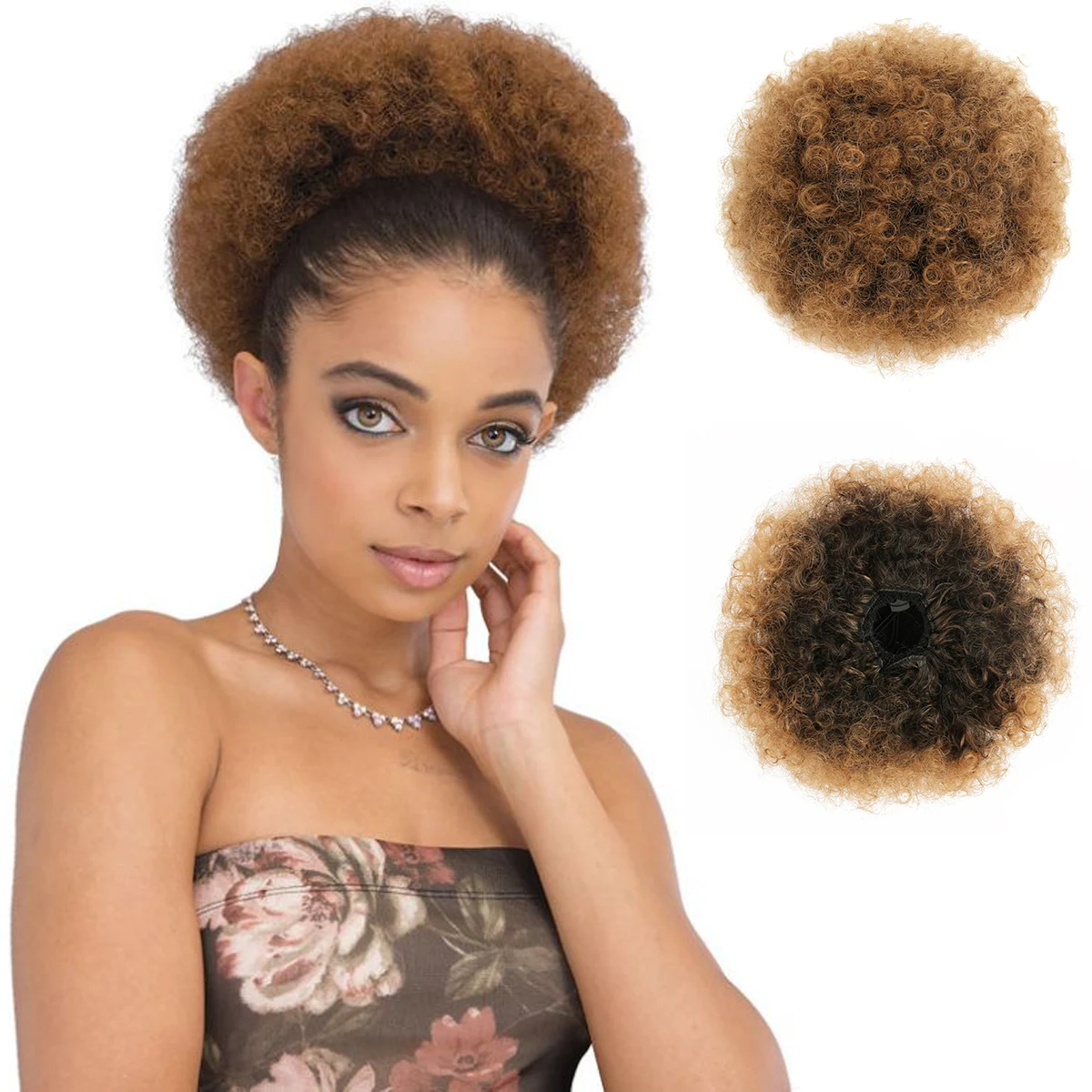 Synthetic Short  Afro Kinky Curly Hair Wig Drawstring Ponytail Extension Hairpieces Hair Extensions Afro Puff For Women