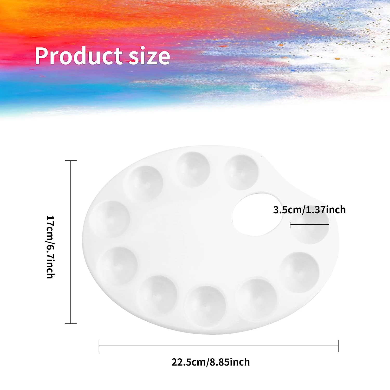 Oval Classic Color Palette Thumb Holes Watercolor Gouache Palette Artist Children Color Mixing Tray Painting Art Supplies