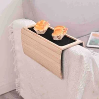 Quality Bamboo Wood Sofa Arm Tray Table Anti-Slip Armrest Organizer Protector Drink Holder Coaster 2
