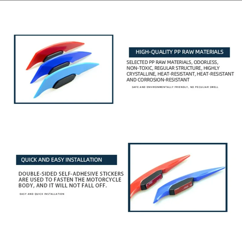 1 Pair Universal Motorcycle Winglet Aerodynamic Spoiler Dynamic Wing Decoration Sticker Motorbike Scooter Black motorcycle winglet