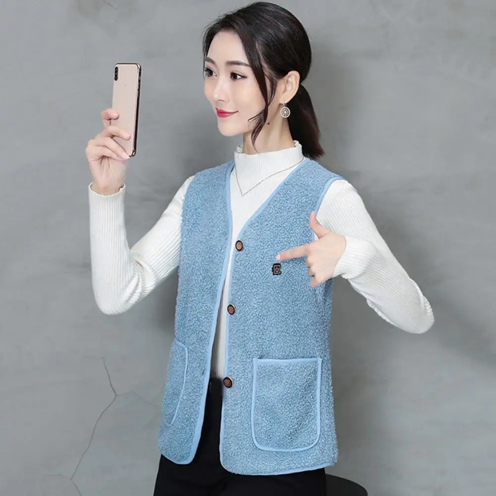 Women Fleece Heated Vest With 5 Heating Zones Temperature Adjustable Sleeveless Solid Color Vest Jacket Heating Clothing heated vest for women men smart electric heating vest rechargeable warming heated jacket warmer jacket battery not included