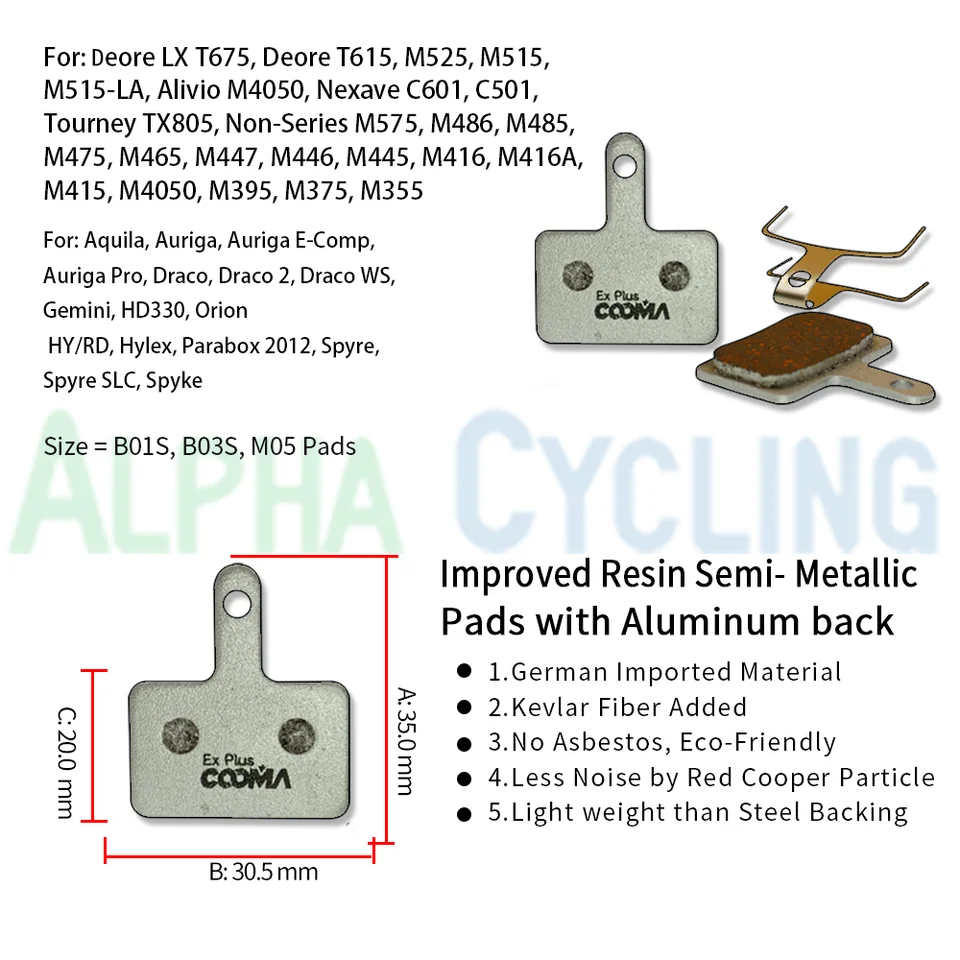 SHIMANO B01S DISC Brake Pads Resin For ACERA ALIVIO DEORE DEORE LX