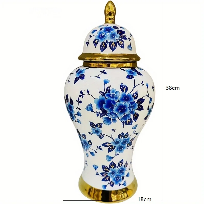 European style electroplated golden ceramic vase model room, hotel living room, light luxury handicraft decoration 5