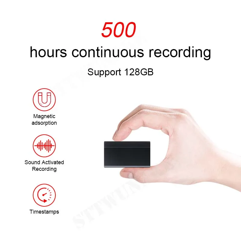 

500 Hours Time Mini Voice Activated Recorder Built-in Magnet Small Digital Audio Recording Device Sound Dictaphone STTWUNAKE