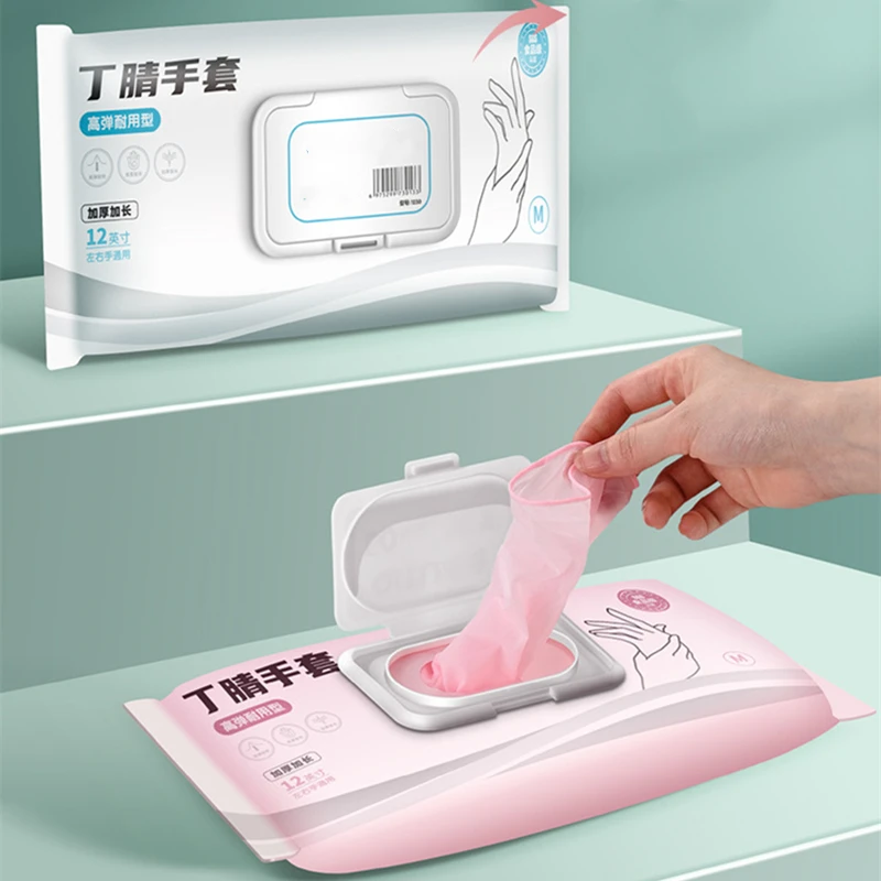 30PCS Pink Nitrile Disposable Gloves 12 Inch Powder Free Waterproof Household Gloves for Cleaning Kitchen Cooking Dishwashing