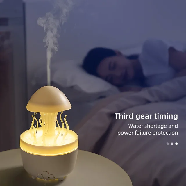 New 300ML Rotating Raindrop Aroma Diffuser, 7-Color LED Night Light & Humidifier, Whisper-Quiet, 3-Timer Mood Lamp for Home 4