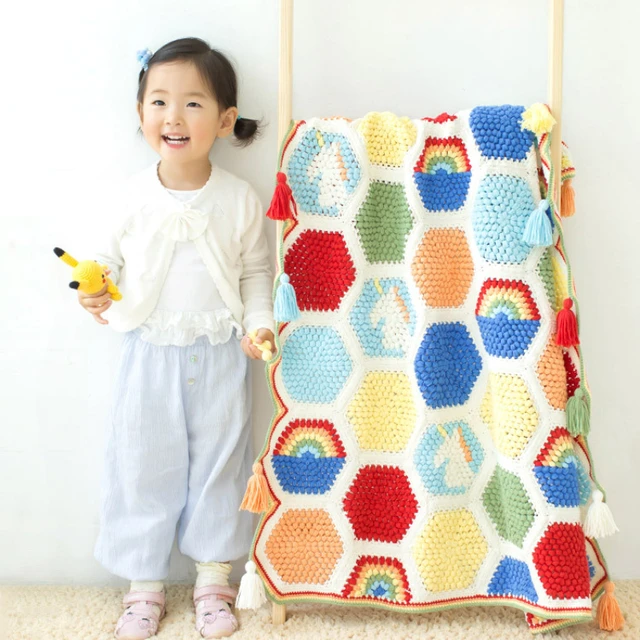 Susan's Family DIY Crochet Blanket Kit for Beginners Knitted Colorful  Unicorn Blanket Material Package Crochet Kit - AliExpress