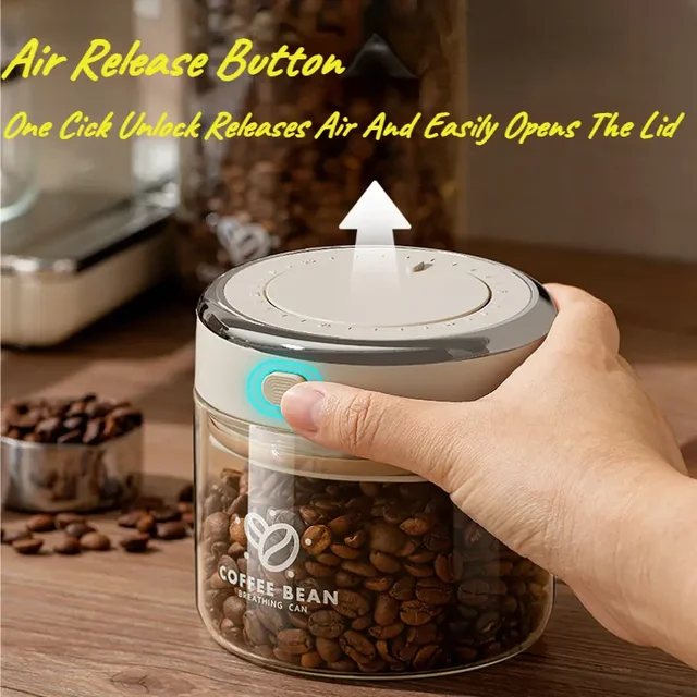 500/1100/1700 กาแฟถั่วสูญญากาศปิดผนึกถังแก้วเก็บอาหาร Jars CO2 วาล์วในครัวเรือน Moisture-proof Airtight คอนเทนเนอร์ 4