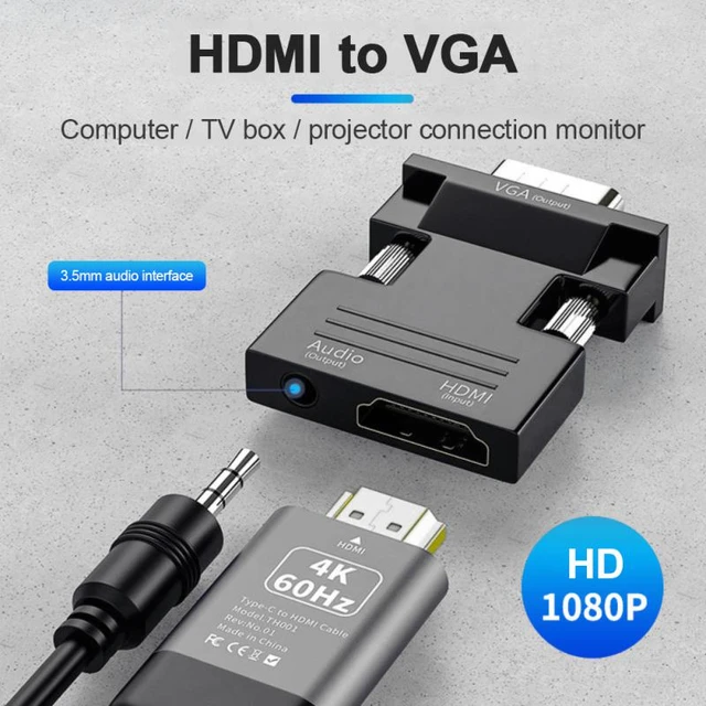 Adaptador Hdmi A Vga Eo Safe Imports Esi-4477 Color Negro Tv Pc Audio  Convertidor Hd Cable