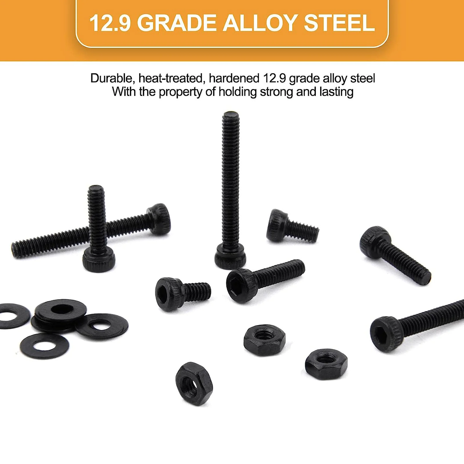 육각 소켓 헤드 볼트 너트 와셔 모음 키트, M2 나사 세트, M2 x 4, 6, 8, 10, 12, 16, 20, 25, 30mm, 12.9 등급 합금강, 660 개