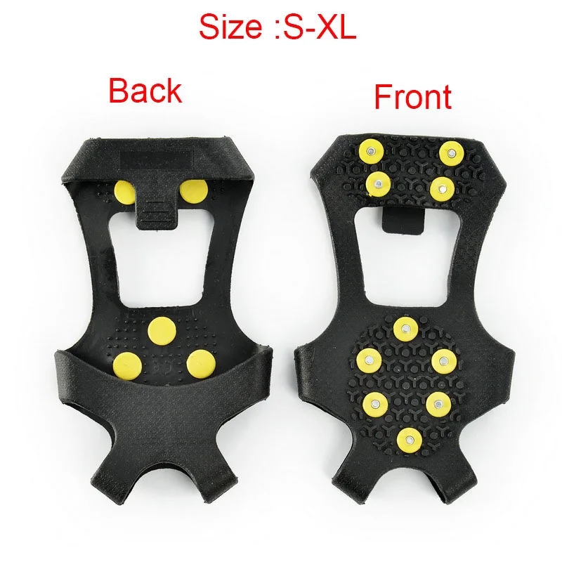 Ice Gripper Spike 1Pair 10 Studs Anti-Skid Snow Ice Gripper Climbing Shoe Spikes Grips Cleats Overshoes Crampons Spike Shoes Crampon S/M/L ice gripper spike climbing crampons