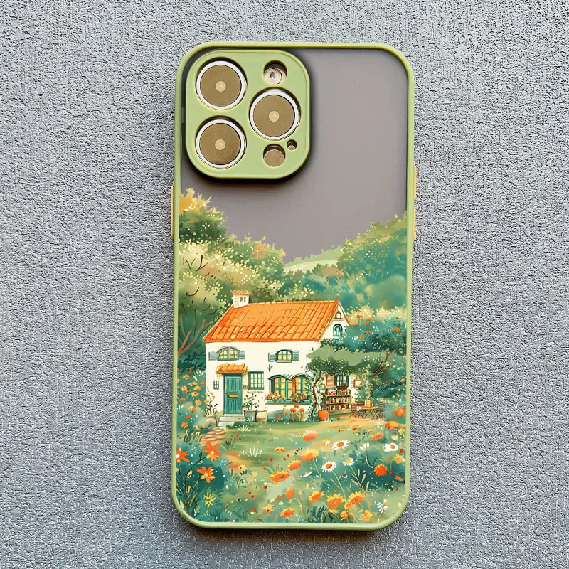 Modische Garten-Stil Kaffeehaus Handyhülle für iPhone 17 11 12 Mini Pro Max 13 14 15 16 Pro Max X XS XR Plus Stoßfeste Schutzhüllen – Detail 8