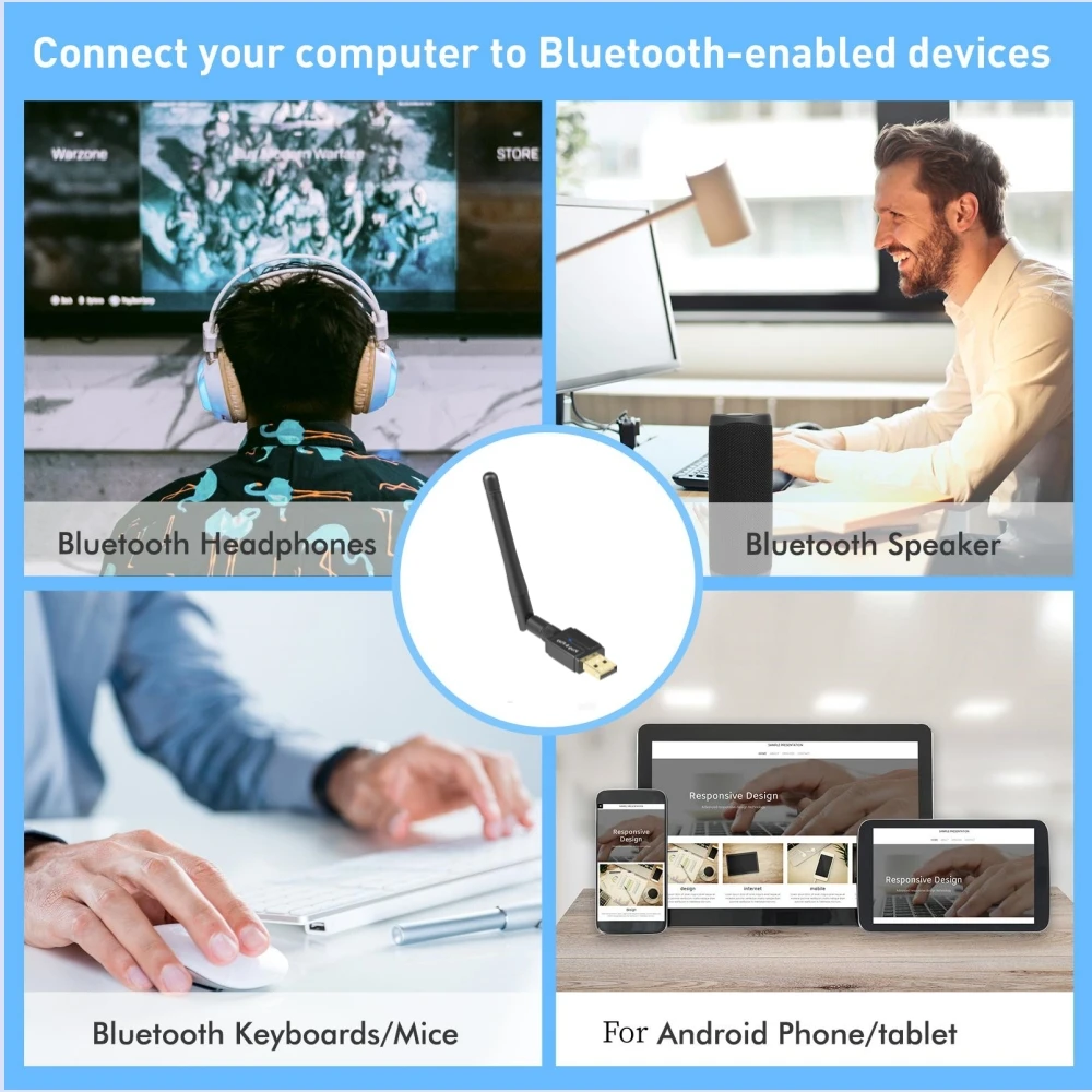 150M Bluetooth Adapter Free Driver USB Bluetooth 5.3 Dongle For PC Windows  11/10/8.1 Mouse Keyboard Audio Receiver From Ihammi, $3.62
