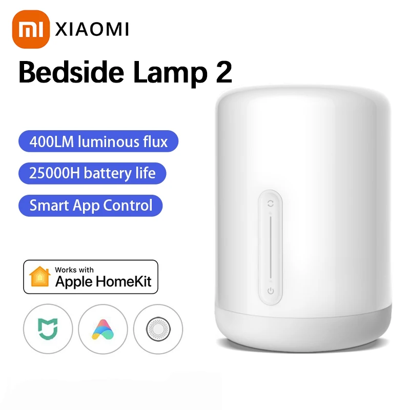 Xiaomi Mijia Bedside Lamp 2 Smart Touch Table LED Night Light Colorful 400 Lumens Voice Control Mi Home App Led Bulb умная лампочка xiaomi smart led bulb gpx4021gl e27 9 вт 950 лм 1700 6500 к ная