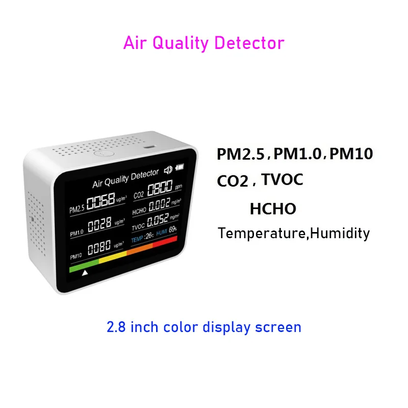 Color Display Screen Temperature and Humidity Sensor Home Air Quality Detector PM2.5 Pollutant Detector Carbon Dioxide Monitor ht 2008 co2 meter temperature humidity sensor tester air quality monitor analyzer carbon dioxide gas tvoc hcho detector