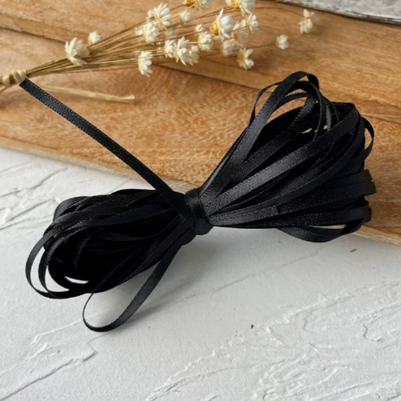Wholesale Black Double Face Satin Ribbon - 10 Meters of 1/8 (3mm) for Gift Wrapping and DIY Crafts