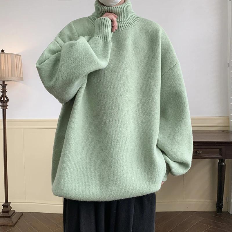 2024 Autumn Winter Men Turtleneck Sweaters Mens Oversized Warm Sweater Women Knitted Jumpers Vintage Pullovers Mens Clothing 5