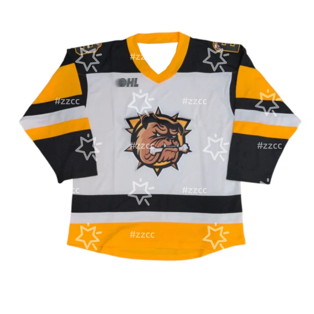 2026 OHL 브랜트포드 불독스 홈 하키 저지 야외 스포츠 셔츠 스포츠 드라이 퀵리 남성 티셔츠 아동복 티셔츠 여성