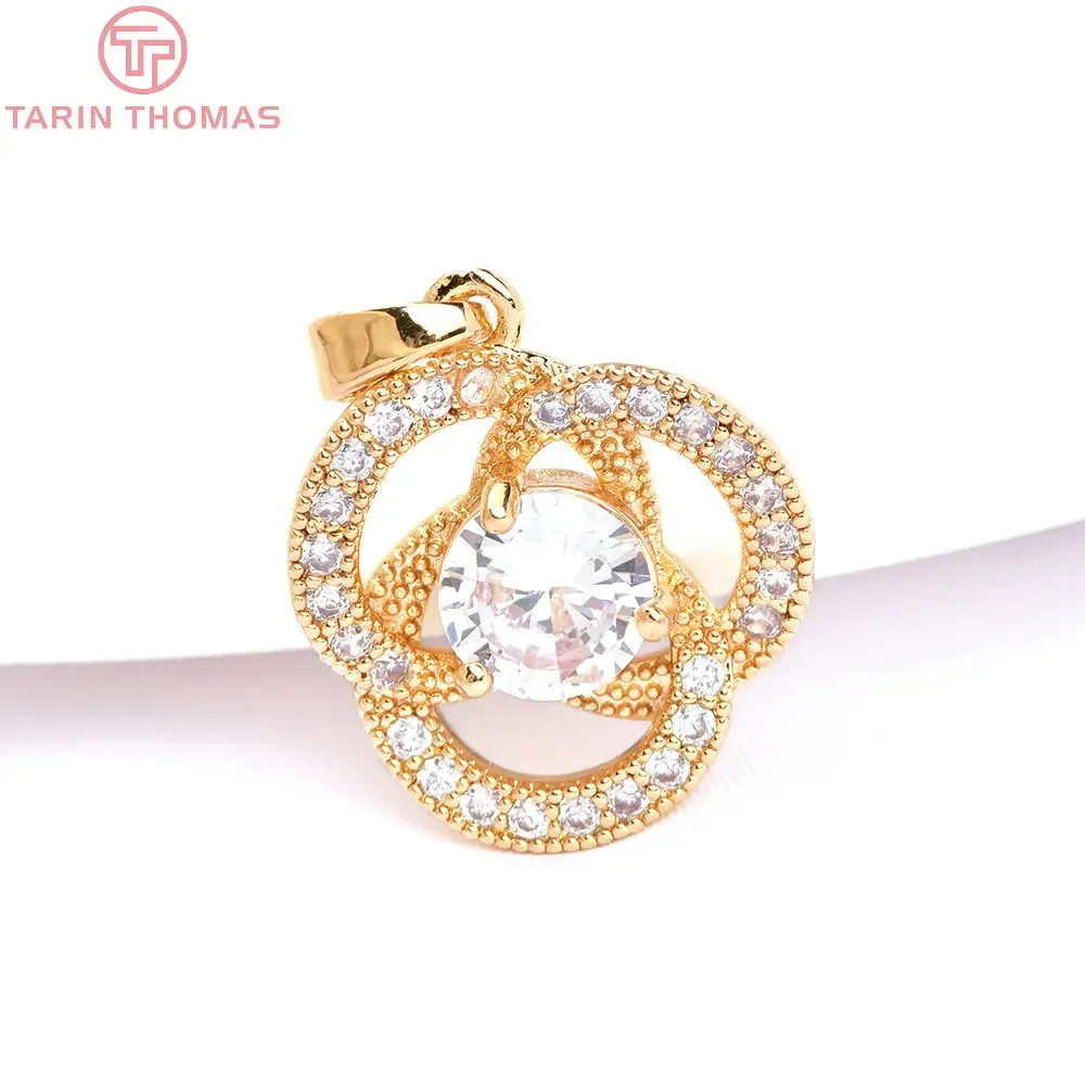 

(6304) 4PCS 17MM 24K Gold Color Brass with Zircon Three Laps Charms Pendants High Quality DIY Jewelry Making Findings Wholesale