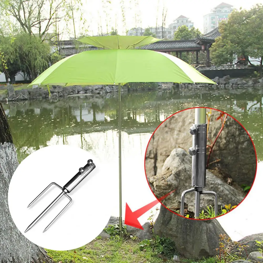 

Parasol Lawn Spike Multifunctional Portable Thickened Silver Color Parasol Stand Support Split Ground Spike Outdoor Metal Fishin