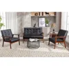 Medieval Wooden Armrest Sofa and Chair Set - Classic Style, Sturdy Structure, Easy to Assemble, Suitable for Office Sets 1