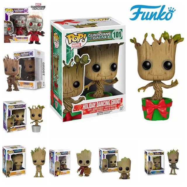 FUNKO POP Movie Marvel Guardians of The Galaxy Holidy Dancing Grootted 101 The Avengers Figures Collection