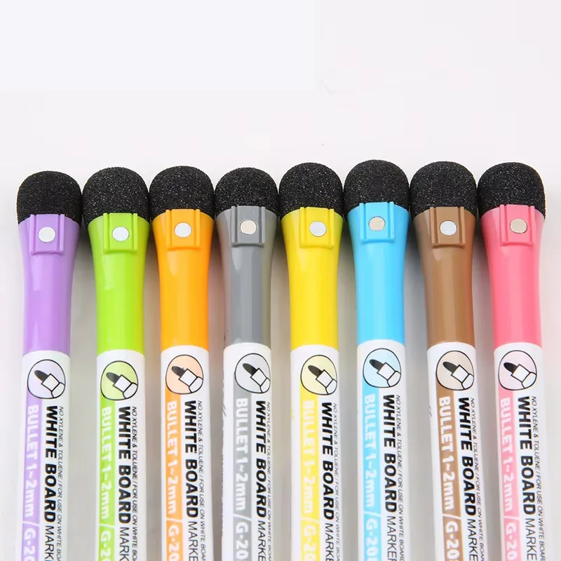 Pennarelli per lavagna bianca colorata magnetica cancellabile a 8 colori Gomma incorporata Materiale scolastico Penna per lavagna Penna da disegno per bambini - immagine 3