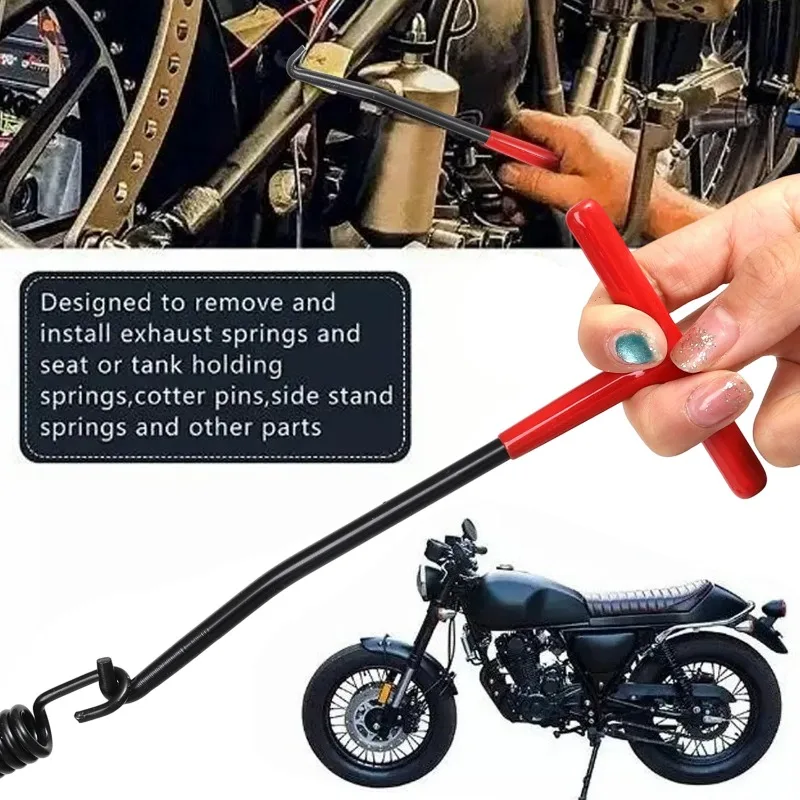 Exhaust Spring Puller Tool Snowmobile ATV Motorcycle Muffler Exhaust Stand Removal Tool T-Handle Type with Rubber Coating