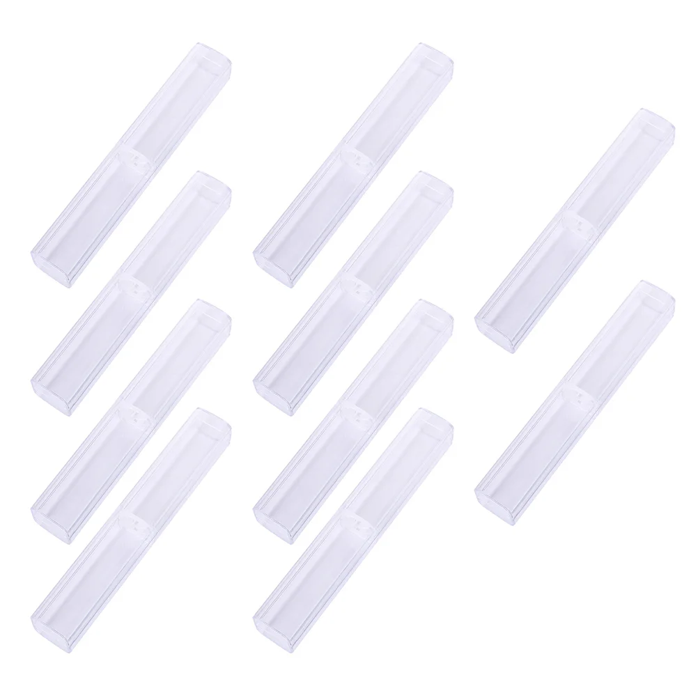 10 Pcs Transparent Pencil Case Clear Container Packing Box Storage Plastic Ballpoint Square