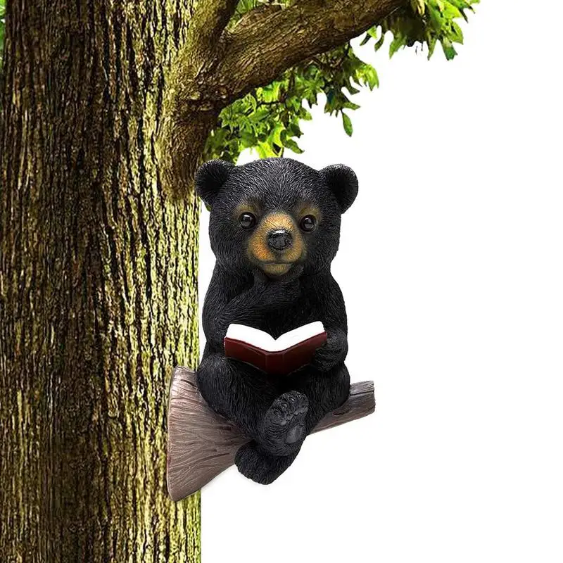 

Reading Books Bear Figurines Waterproof Statue Solar Powered For Home Garden Yard Porch Garden Decor For Outside