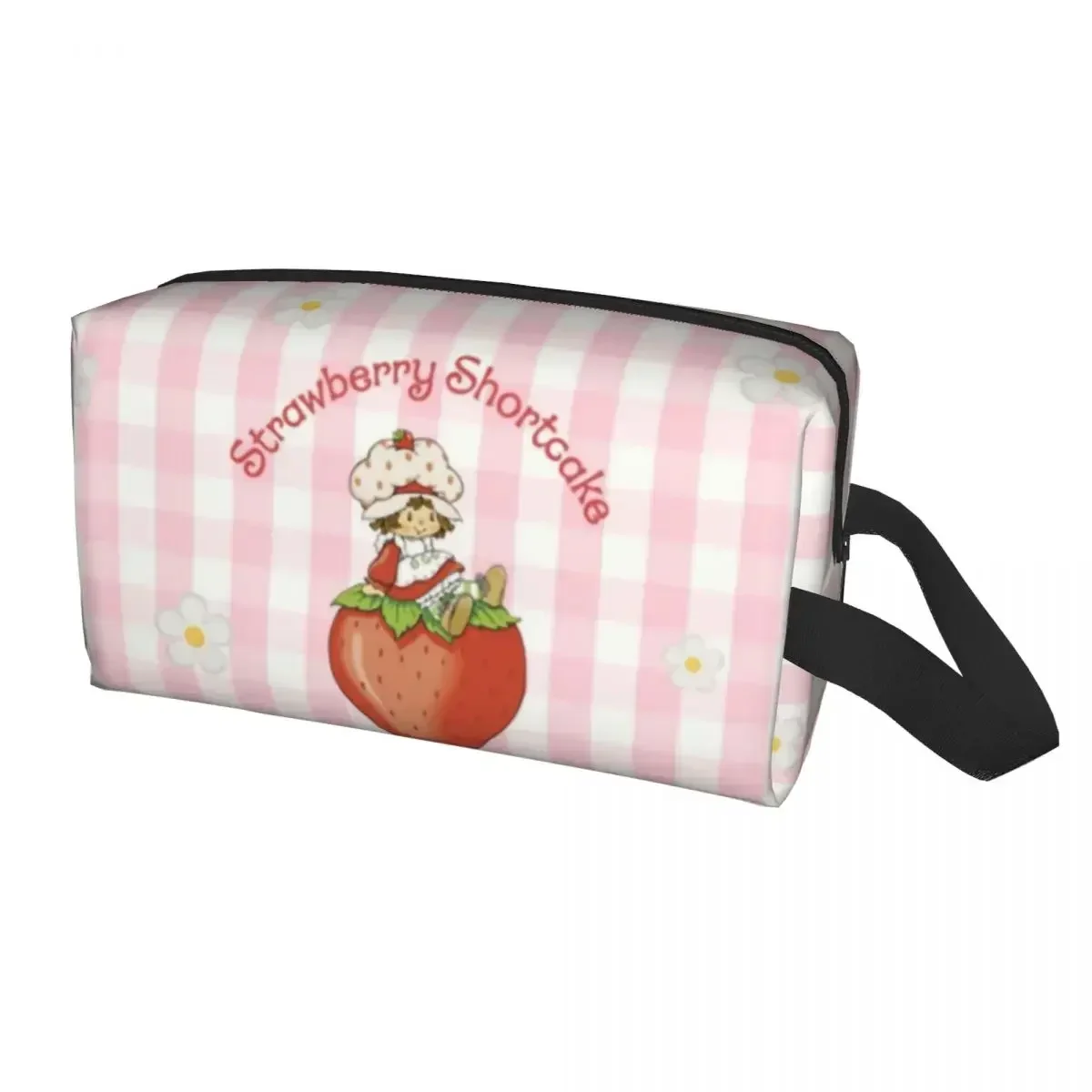 

Strawberry Shortcake Plaid Travel Cosmetic Bag Women Fruit Pattern Makeup Toiletry Organizer Ladies Beauty Storage Dopp Kit