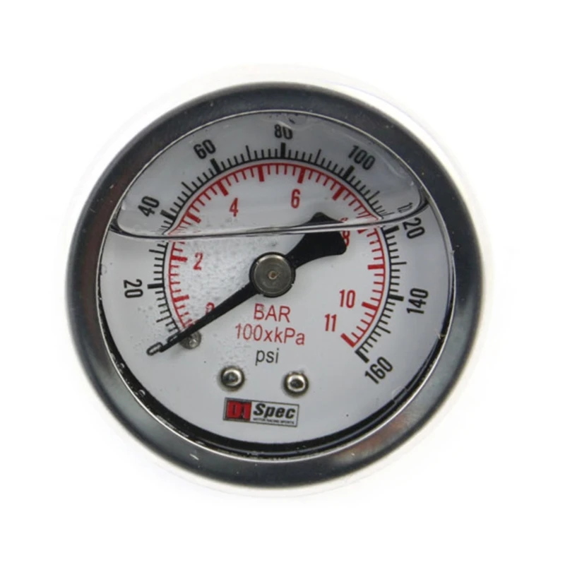 연료 분사를 위해 채워진 범용 0-160PSI 1/8NPT 연료 압력 게이지 액체