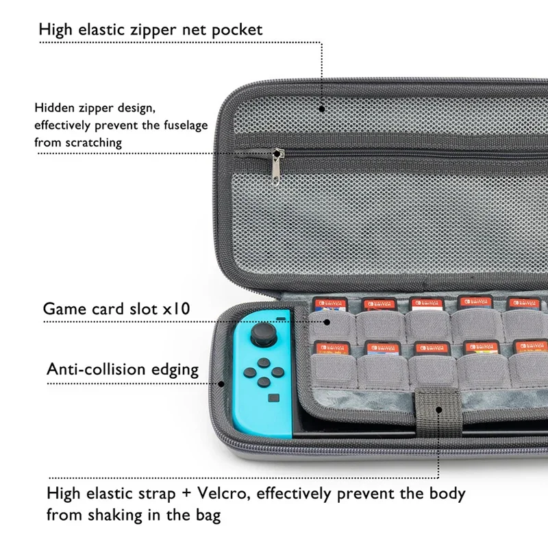 

Cute Cat Silicone Ear PU Hard Cover Shell Waterproof Box Storage Bag Carrying Case For Nintendo Switch Accessories