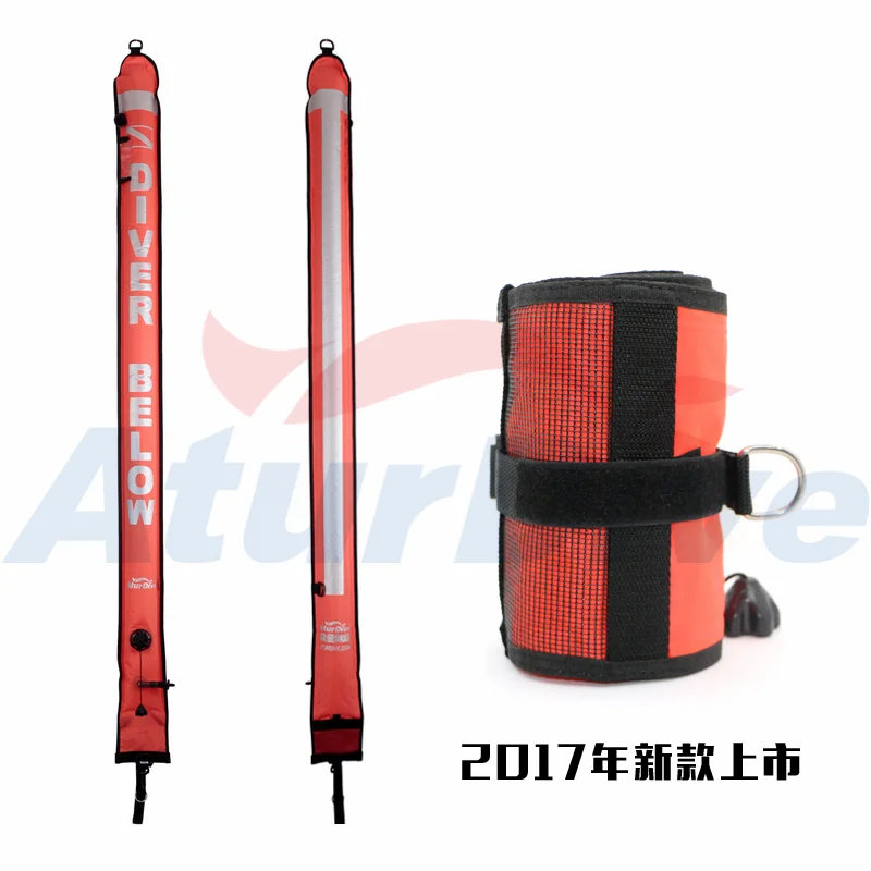 110cm 150cm 180cm Diving Buoy SCUBA Diving Surface Marker Buoy SMB Underwater Safety Signal Buoy Float Inflatable Tube Sausage