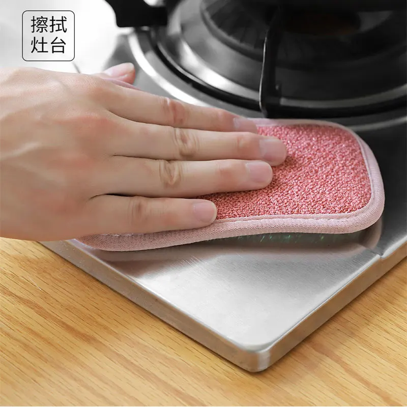 Kitchen Cleaning Scrubbing Sponges Reusable Non-Scratch Microfiber Scrubber  Sponge Kitchen Home Clean Pot Pan Dish