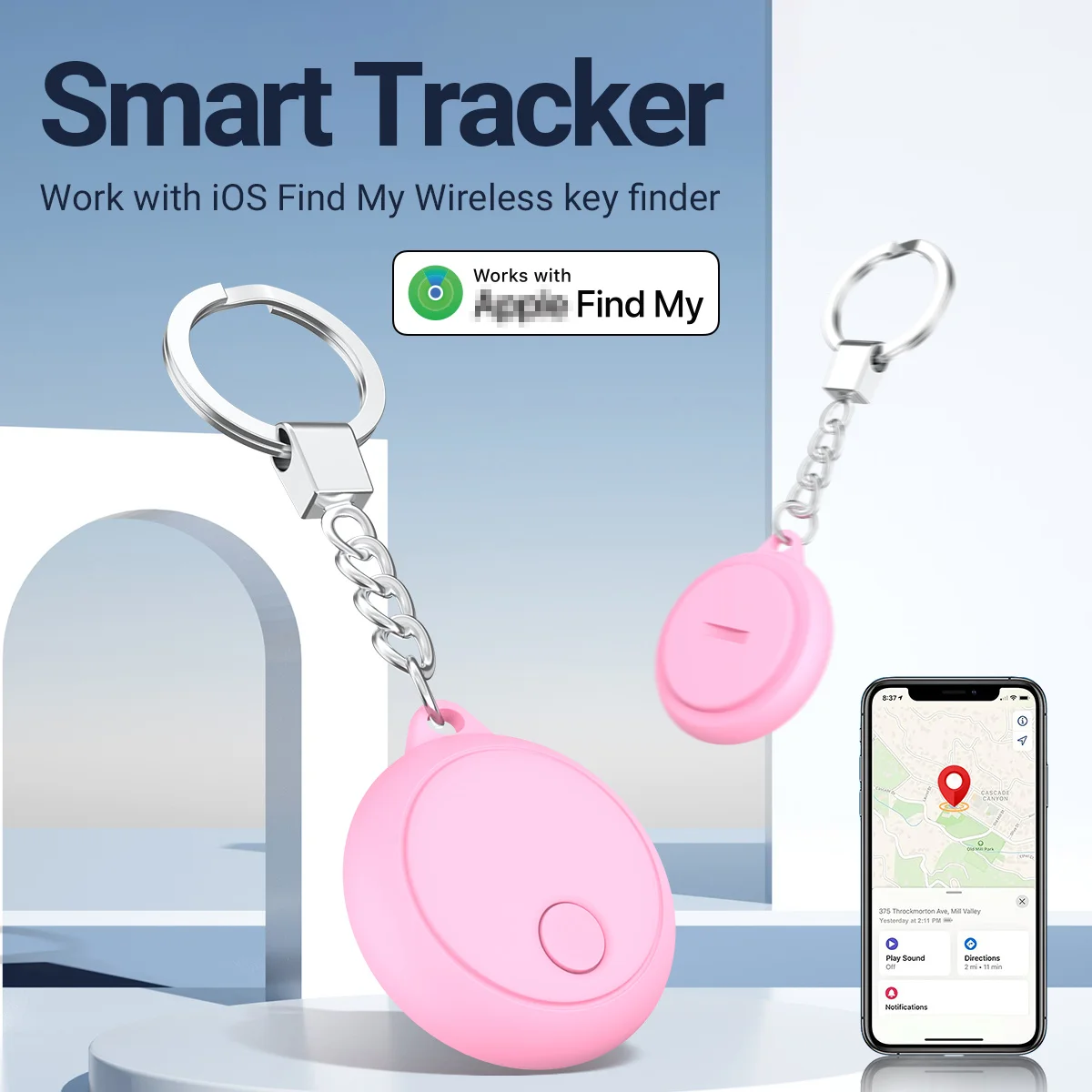 Portable GPS Smart Tracker Air Tag Pink Mini Loss Prevention for Find Me Luggage Tracker Pet Finder Backpack Loss
