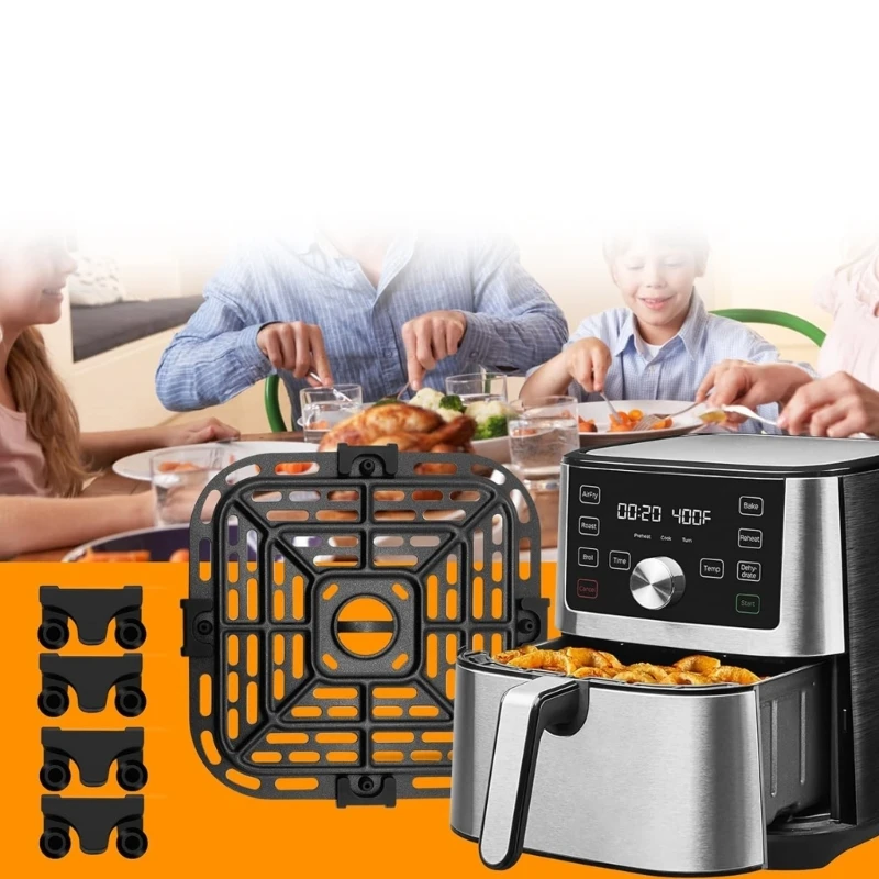 7.3 Inch Square Tray 4QT Air Fryer Replacement Grill Plate Pans Nonstick Suitable For Healthier Cooking Pizza Vegetables