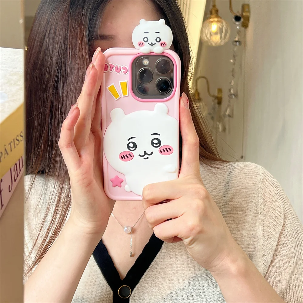 Cartoon Cute Chiikawa Hachiware Usagi Phone Case for IPhone 16 15 14 13 12  Pro Max Soft Silicone Cover - Chiikawa Plush