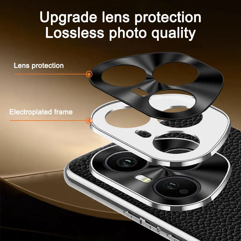 Luxury Leather Electroplating Lychee Texture Shockproof Bumper Case