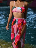 Sexy Three Pieces Bikini Set WoSwimsuit And Beach Cover Up Skirt Swimwear Bathing Suits Beachwear Swimming Suit