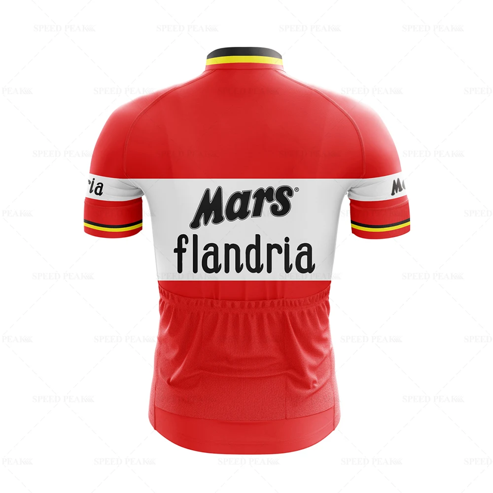 Mars Cycling Jersey Men short sleeve Set Retro Red Bib Short Sleeve Bike Clothing Bicycle Summer Sportswear Triathlon Retr