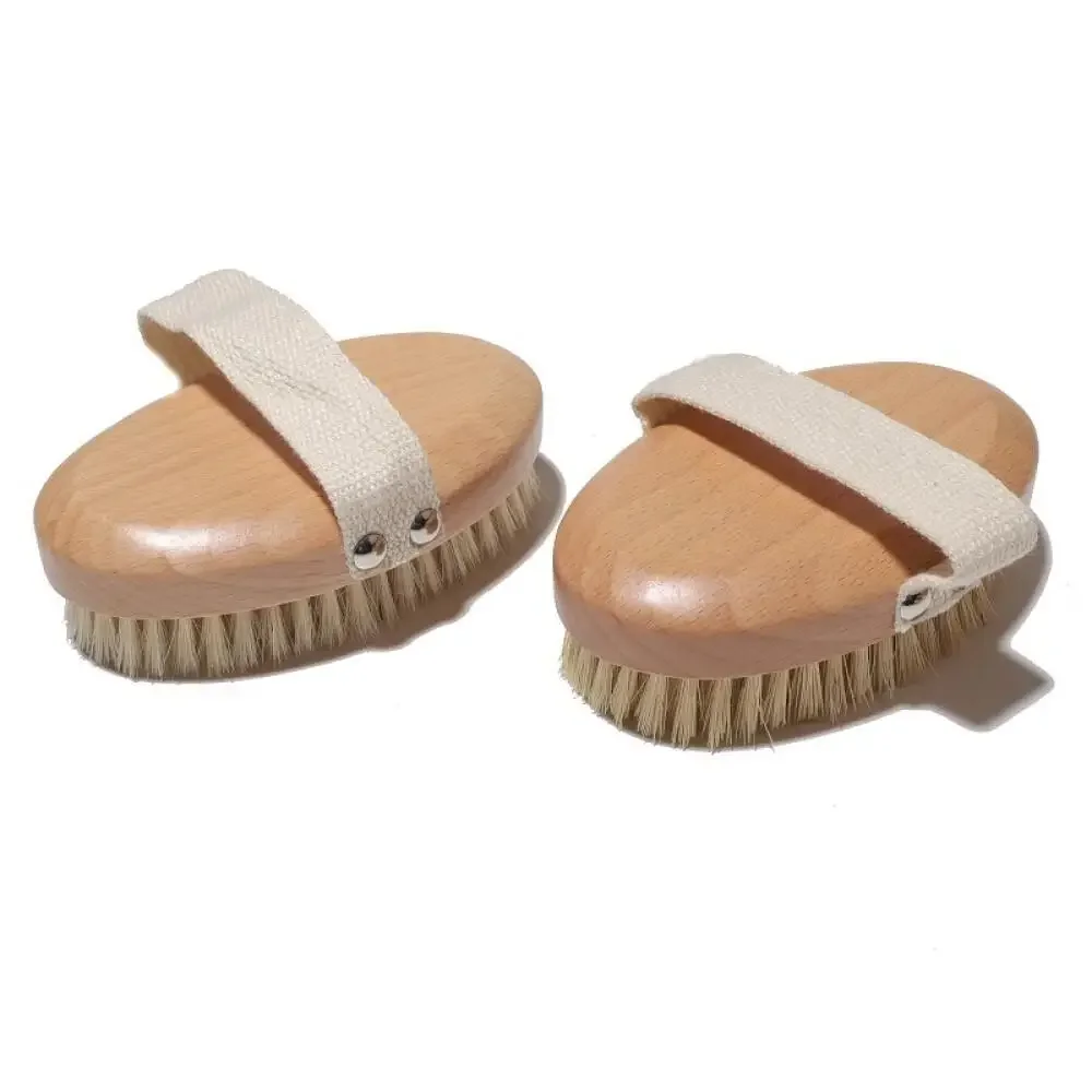 Oval Beech Massage Brush Sisal Bristle Extended Body Dry Brush Handheld Bath Brush Oval Bristle Spa Wellness Accessories Hot 4