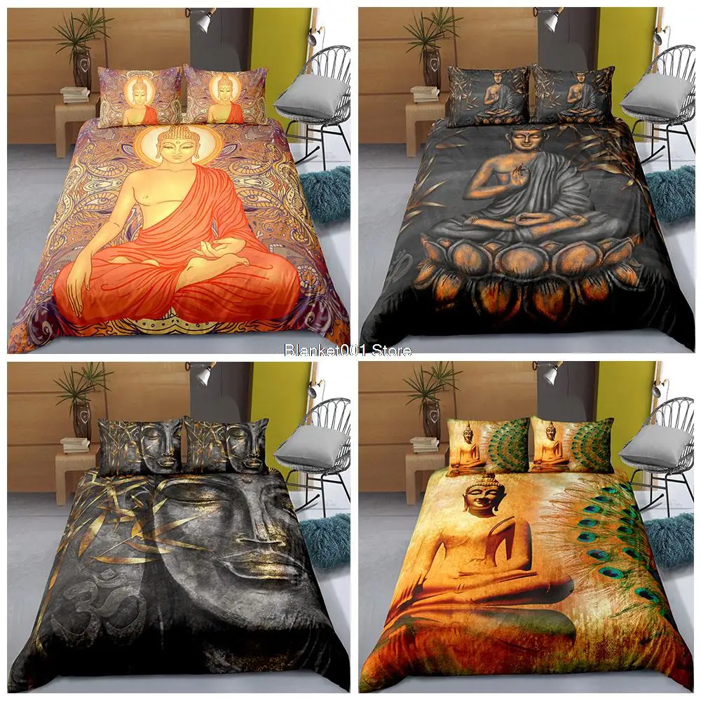 

Bedding Set King Queen Mushroom Buddha Printed Duvet Cover For Adults Bedclothes Bed Sets Quilt Covers Pillowcase 2/3pcs